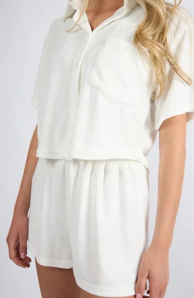 Viens Avec Moi The Terry Button-up Shirt & Shorts Set
