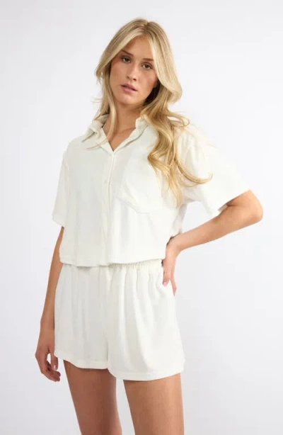Viens Avec Moi The Terry Button-up Shirt & Shorts Set
