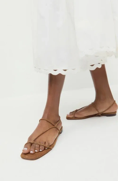 Loeffler Randall Eleanor Strappy Flat Sandals Cacao