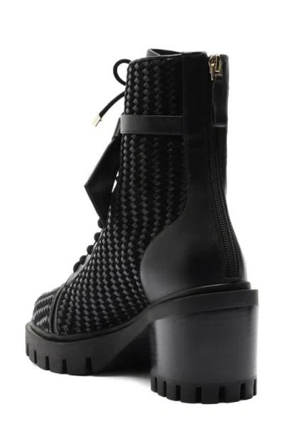 Alexandre Birman Tresse Leather Combat Boots In Black