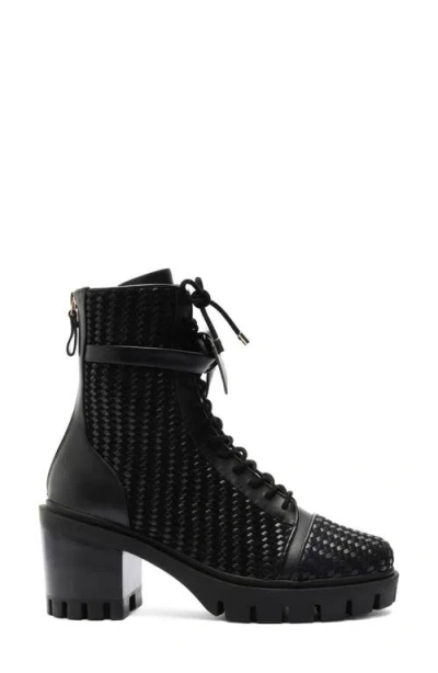 Alexandre Birman Tresse Leather Combat Boots In Black