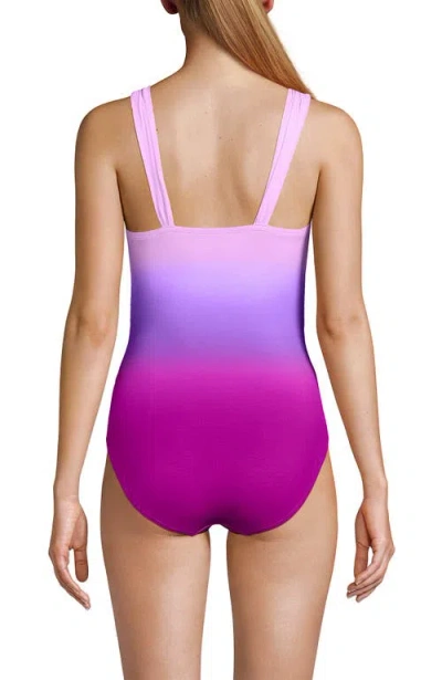 Lands' End Slender Suit Grecian Low Leg One Piece Swimsuit