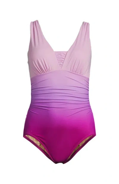 Lands' End Slender Suit Grecian Low Leg One Piece Swimsuit