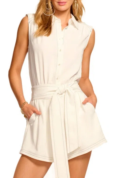 Ramy Brook Paz Relaxed Button Front Romper In White