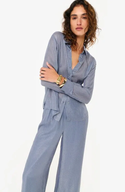 Cami Nyc Yael Metallic Chiffon Semisheer Button-up Shirt