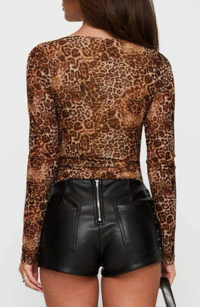 Princess Polly Elixia Leopard Print Long Sleeve Bodysuit