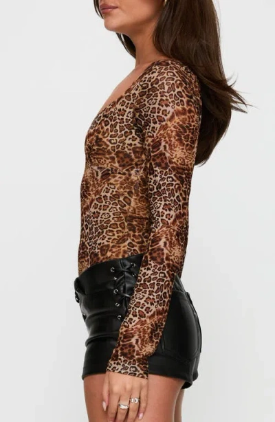 Princess Polly Elixia Leopard Print Long Sleeve Bodysuit