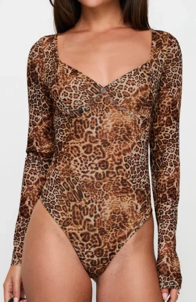 Princess Polly Elixia Leopard Print Long Sleeve Bodysuit