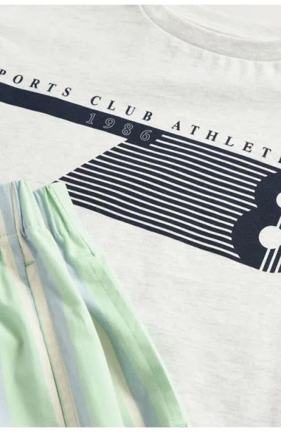 Next Kids' Cotton Graphic T-shirt & Striped Shorts Set