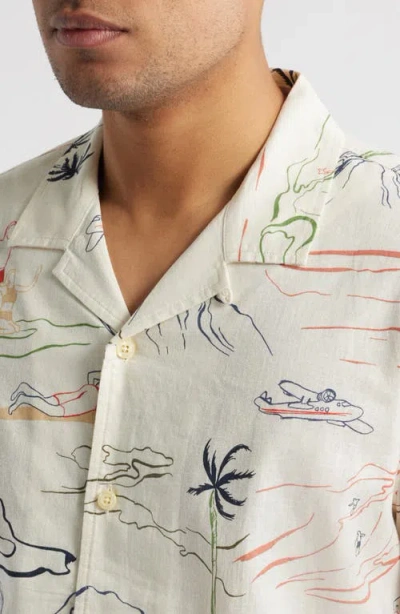 Treasure & Bond Tropical Print Linen & Cotton Camp Shirt
