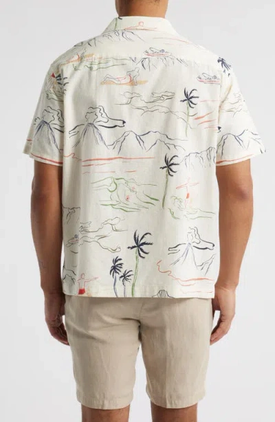 Treasure & Bond Tropical Print Linen & Cotton Camp Shirt
