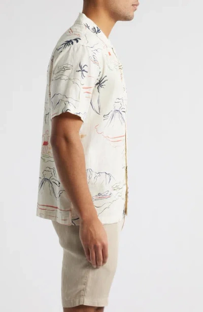 Treasure & Bond Tropical Print Linen & Cotton Camp Shirt