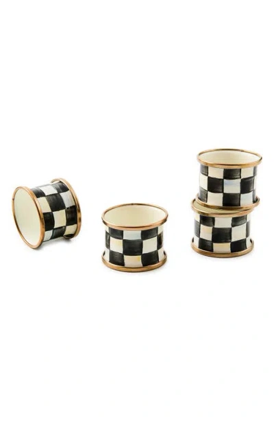 Mackenzie-childs Mackenzie Childs Courtly Check Set Of 4 Enameled Steel Napkin Rings
