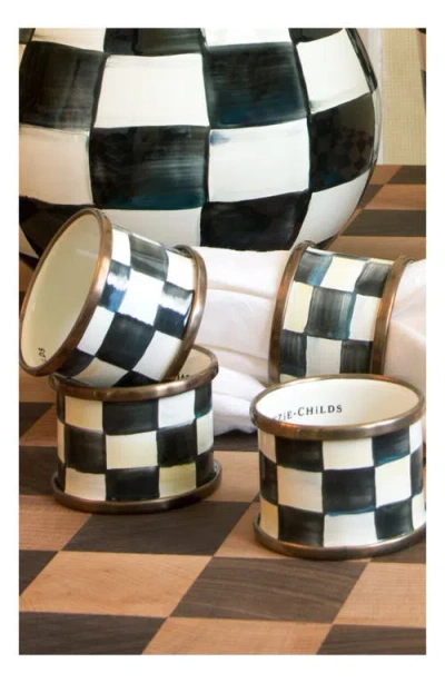 Mackenzie-childs Mackenzie Childs Courtly Check Set Of 4 Enameled Steel Napkin Rings