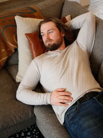 Ledger & Ford Grey Folsom Basketweave Henley