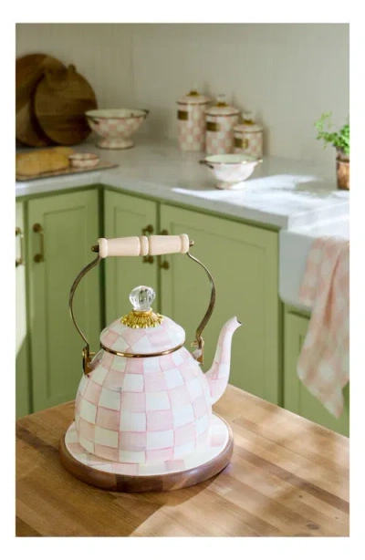 Mackenzie-childs Mackenzie Childs Rosy Check Enameled Steel 3-quart Tea Kettle