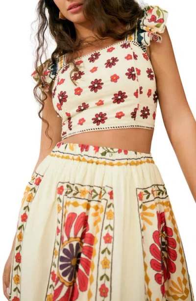 Next Floral Square Neck Cotton Crop Top
