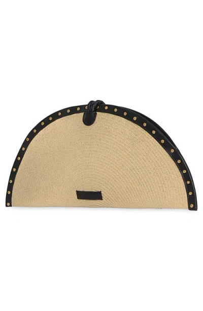 Rebecca Minkoff Half Moon Studded Straw Clutch