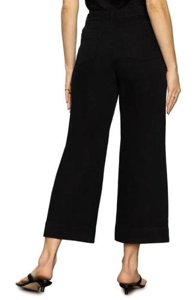 Sanctuary Soft Marine High Waist Wide Leg Crop Cotton Pants In Black