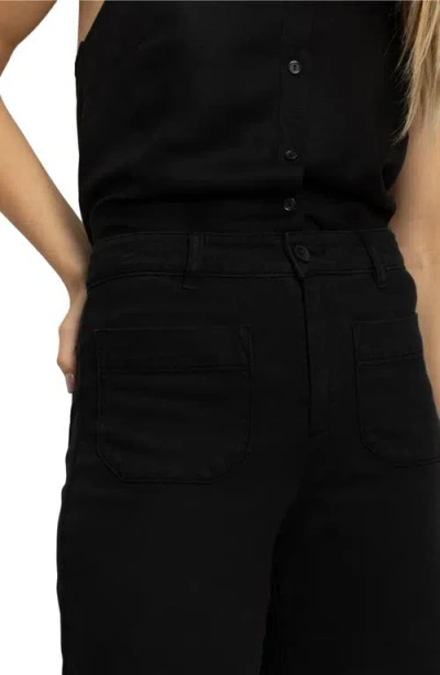 Sanctuary Soft Marine High Waist Wide Leg Crop Cotton Pants In Black