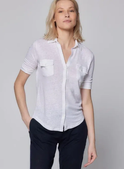 Majestic Filatures Stretch Linen 3/4 Sleeve Pocket Shirt