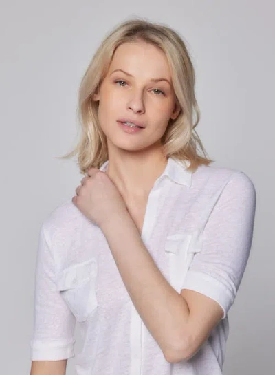 Majestic Filatures Stretch Linen 3/4 Sleeve Pocket Shirt