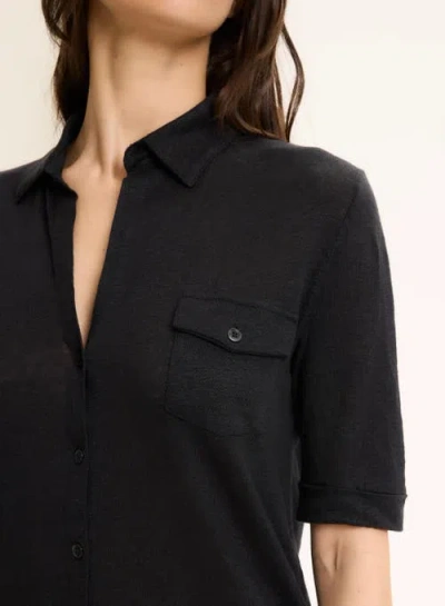 MAJESTIC MAJESTIC FILATURES STRETCH LINEN 3/4 SLEEVE POCKET SHIRT 