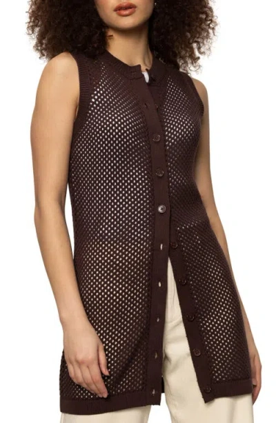 Sanctuary Open Stitch Longline Cotton Vest