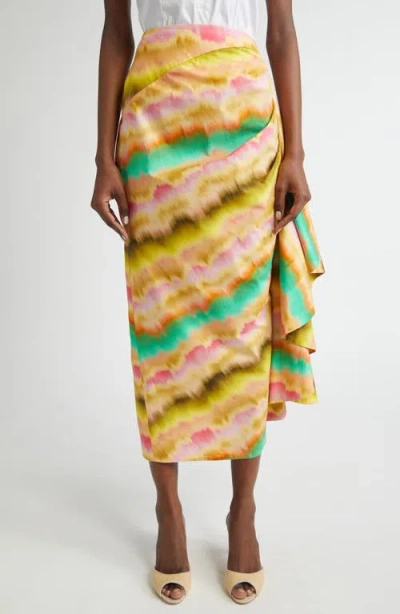 Lela Rose Sunset Ruffle Detail Cotton Poplin Pencil Skirt