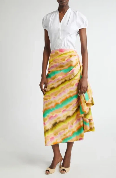Lela Rose Sunset Ruffle Detail Cotton Poplin Pencil Skirt