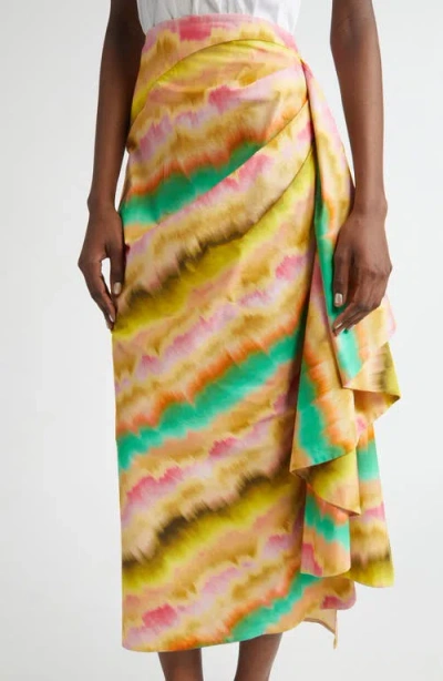 Lela Rose Sunset Ruffle Detail Cotton Poplin Pencil Skirt