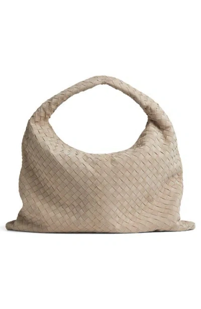 Shop Bottega Veneta Large Hop Intrecciato Suede Hobo Bag