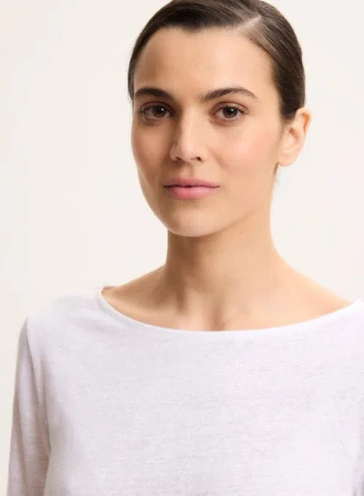 MAJESTIC MAJESTIC FILATURES STRETCH LINEN THREE QUARTER SLEEVE BOATNECK T-SHIRT 