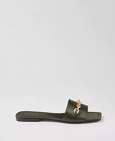 Ann Taylor Chain Satin Slide Sandals