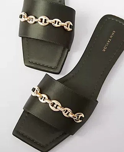 Ann Taylor Chain Satin Slide Sandals