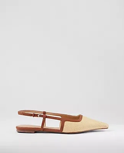 Ann Taylor Straw Nip Toe Slingback Flat