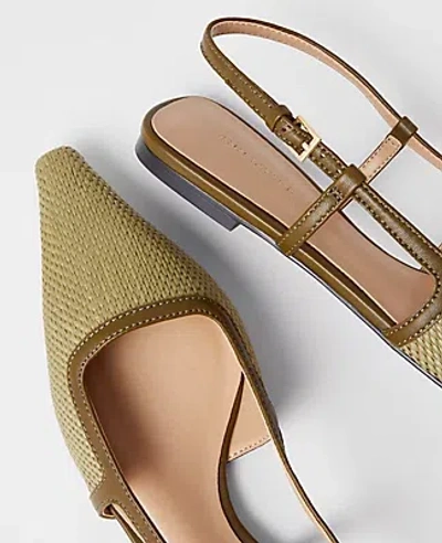 Ann Taylor Straw Nip Toe Slingback Flat