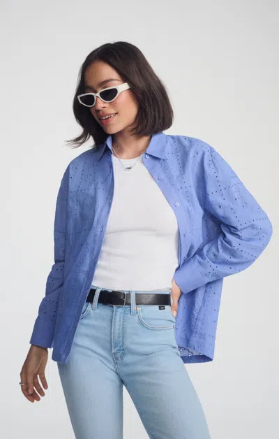 Mavi Eyelet Button-up Shirt In Persian Jewel