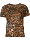 SAINT LAURENT leopard and feather print T-shirt,448084YB2DE