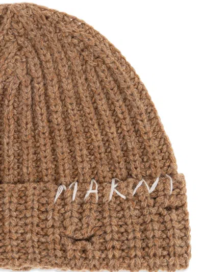 Marni Hazelnut Knit Hand-stitched Logo Beanie