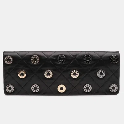Pre-owned Chanel Black Quilted Calfskin Star Attitude Grommet Fold Over Clutch