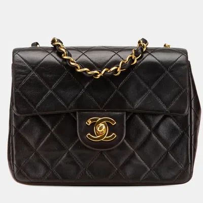 Pre-owned Chanel Black Mini Square Classic Lambskin Single Flap