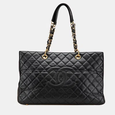 Pre-owned Chanel Black Caviar Grand Shopping Tote Xl