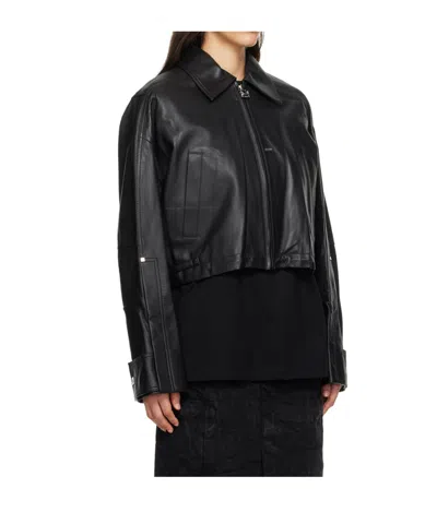 Wooyoungmi Black Cropped Leather Jacket