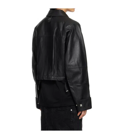 Wooyoungmi Black Cropped Leather Jacket