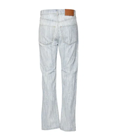 Msgm Light Wash Denim Jeans With Vertical Streak Pattern In Multi