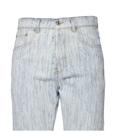 Msgm Light Wash Denim Jeans With Vertical Streak Pattern In Multi