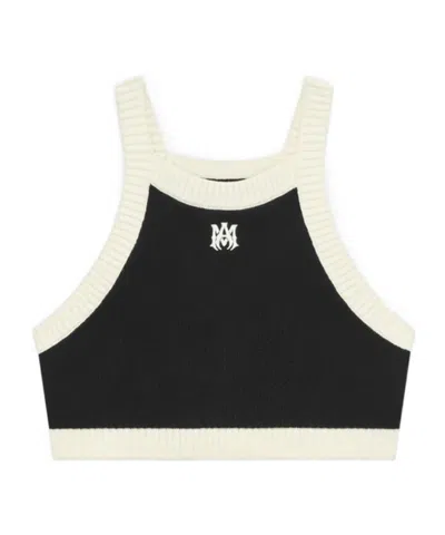 Amiri Ribbed Cropped Tank Contrast Trim In Black