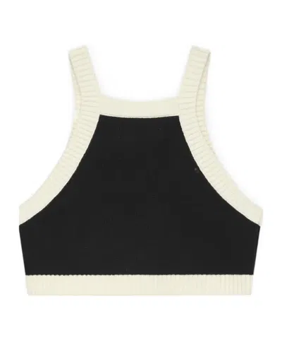 Amiri Ribbed Cropped Tank Contrast Trim In Black