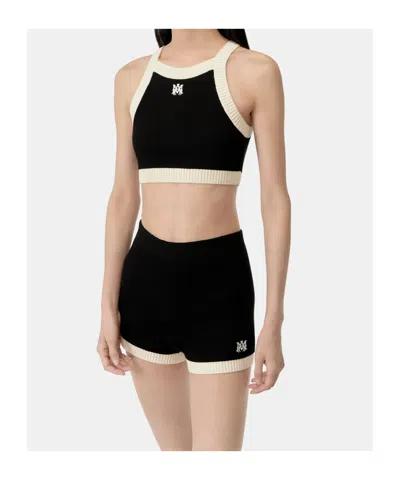 Amiri Ribbed Cropped Tank Contrast Trim In Black